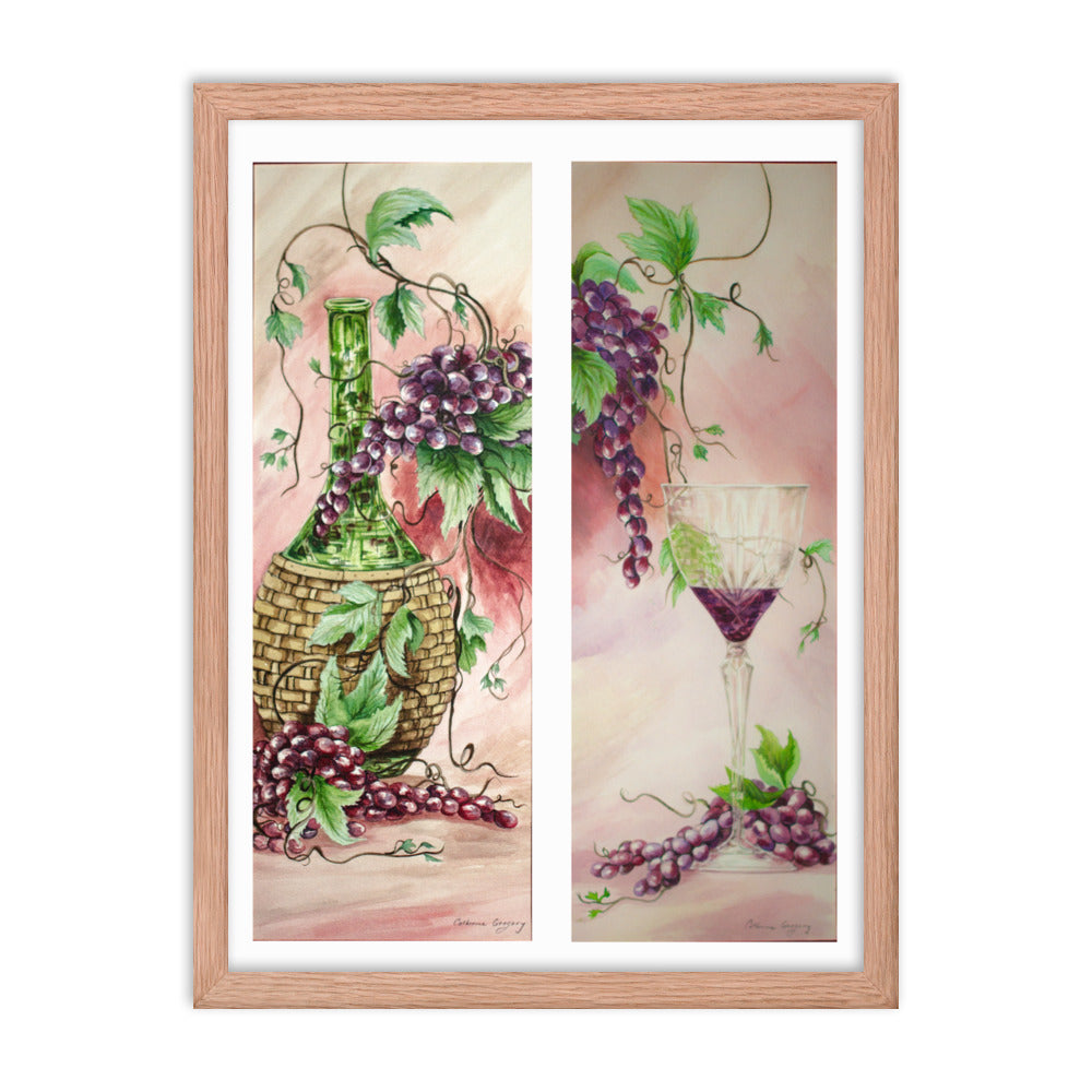 Elegant 'Wine Grapes' framed matte poster by Catherine Gregory, depicting the rich beauty of vineyard grapes, perfect for enhancing any space with a touch of winemaking artistry.