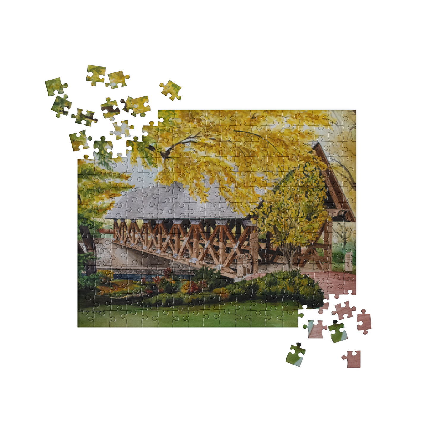 Naperville Bridge Elegance: Watercolor - 252 Pcs Puzzle